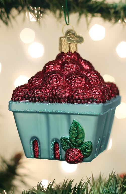 Old World Christmas Carton Of Raspberries Glass Ornament In Blue