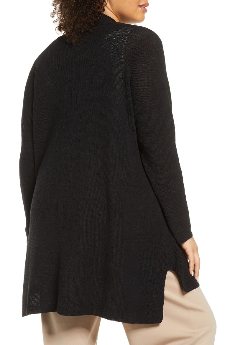Organic Linen Blend Long Cardigan, Alternate, color, BLACK