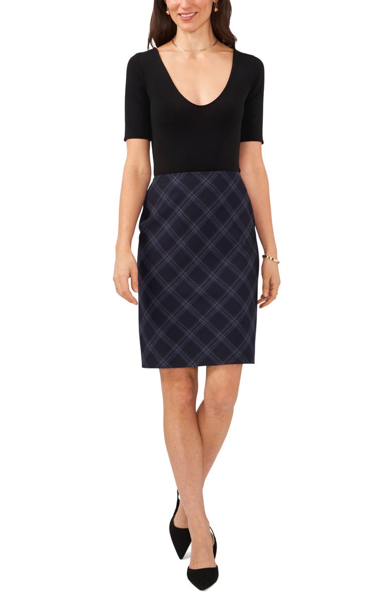 Vince Camuto Plaid Pencil Skirt, Alternate, color, Dusk