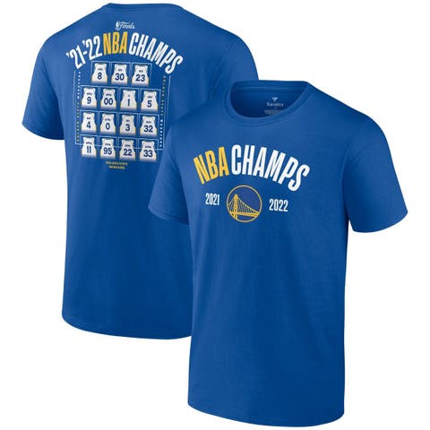 Men's Fanatics Branded Royal Golden State Warriors 2022 NBA Finals Champions Final Buzzer Jersey Roster T-Shirt