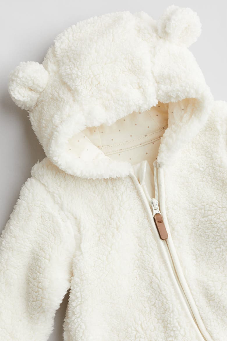 Pile Pram Suit With Ears, Main, color, White