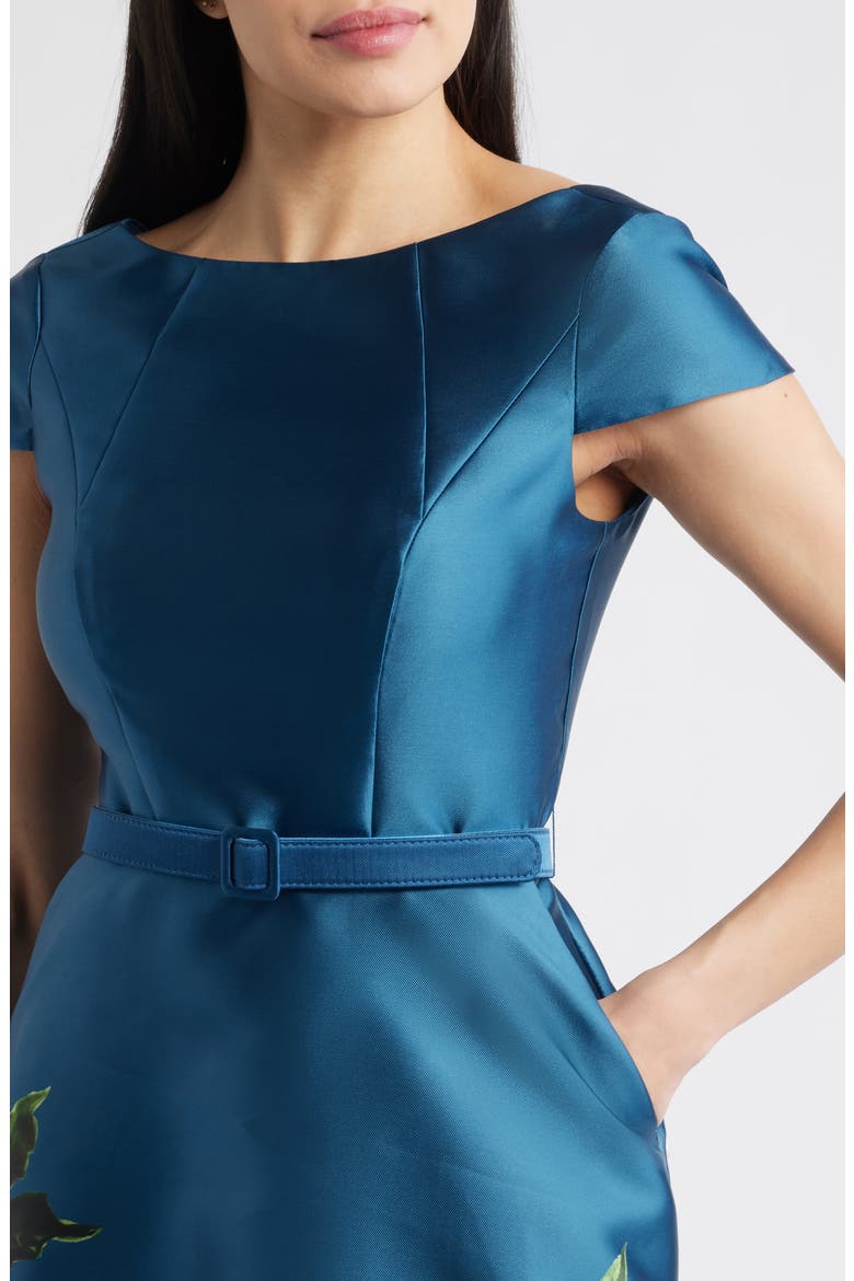 Ina Belted Cocktail Dress, Alternate, color, TEAL BLUE