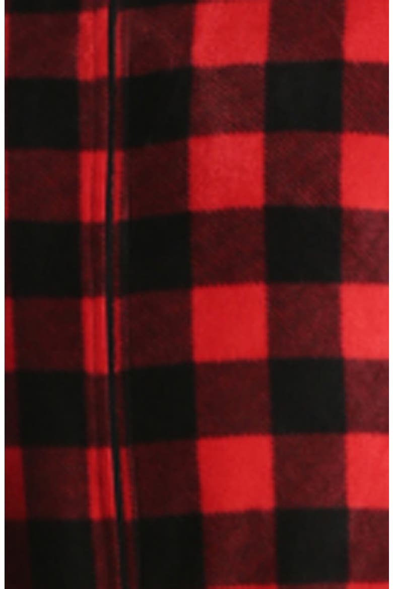 Novelty Plaid Fleece Bodysuit, Alternate, color, RED PLAID BUFFALO CHECK