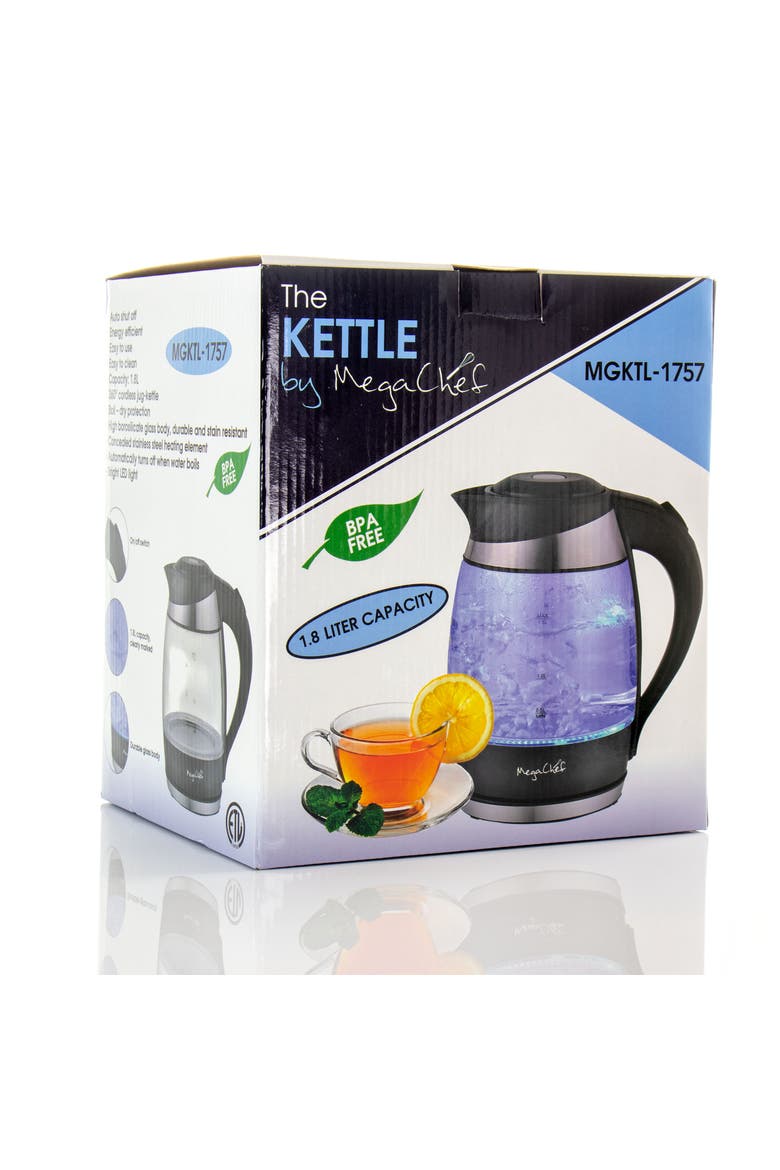 1.8Lt. Glass and Stainless Steel Electric Tea Kettle, Alternate, color, Grey