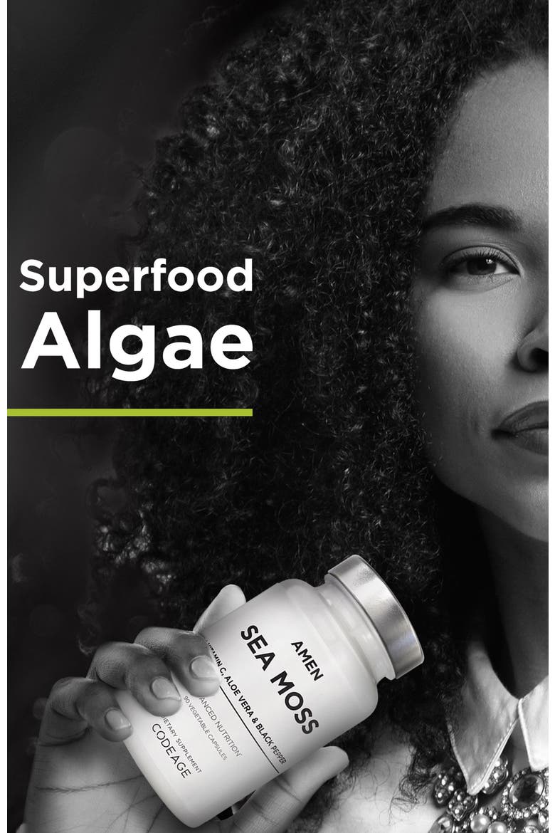 Amen Sea Moss, Bladderwrack & Burdock Seaweed Superfood, Alternate, color, White