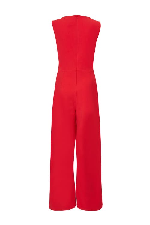 Quiz Scuba Crepe Jumpsuit With Gold Buckle In Red