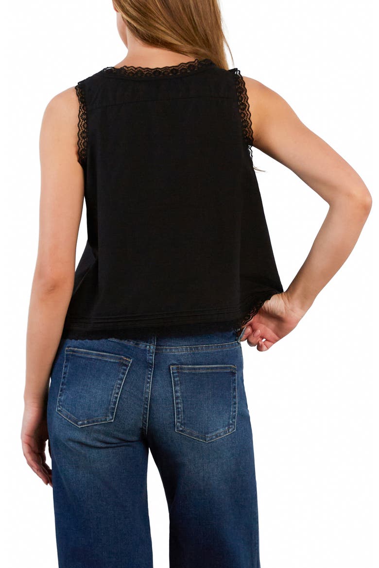 Lace Cotton Blend Tank Top, Alternate, color, BLACK BEAUTY