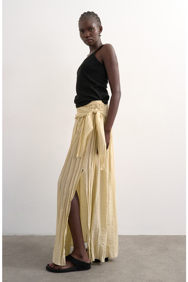 Sash Tie Crinkle Maxi Skirt, Alternate, color, BEIGE