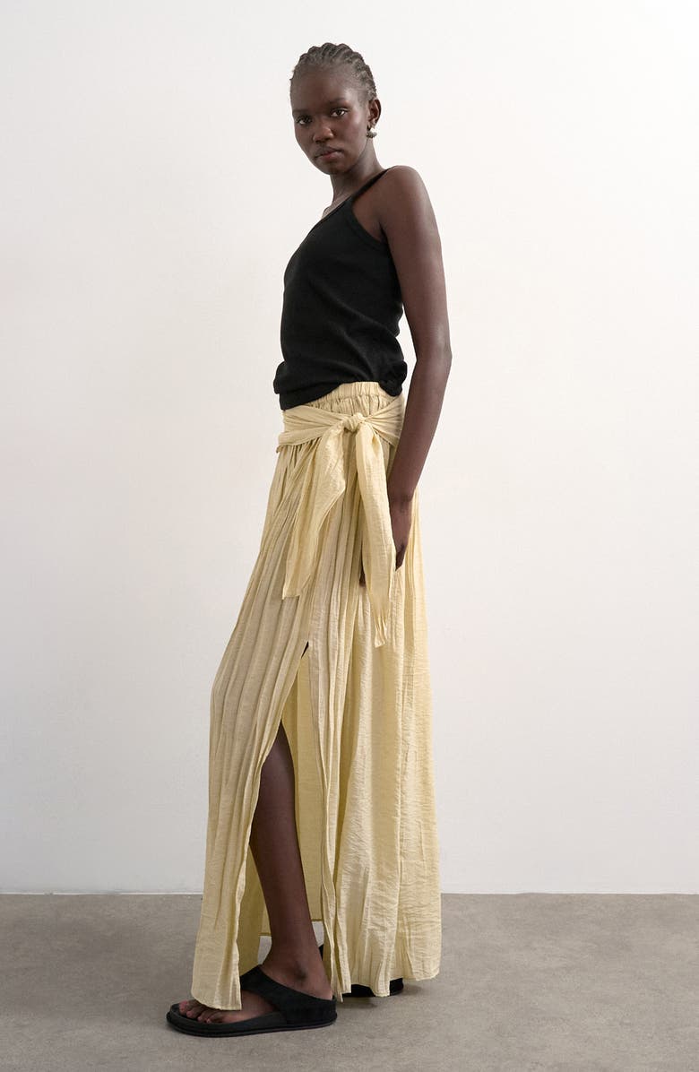 Topshop Sash Tie Crinkle Maxi Skirt, Alternate, color,
