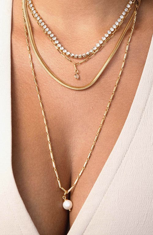 Ettika Maximalist Layered Crystal & Faux Pearl Necklace In Gold