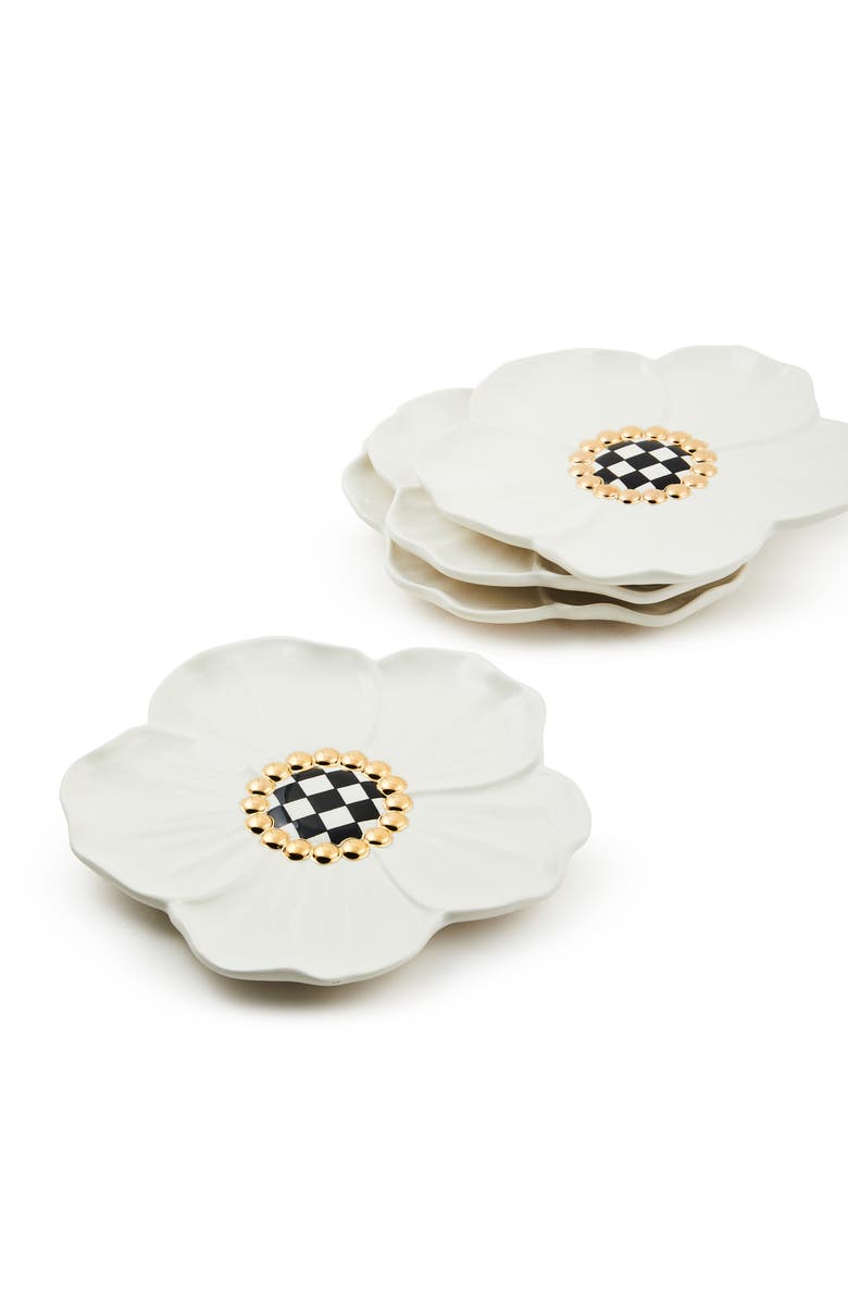 MACKENZIE CHILDS White Rabbit Set of 4 Dessert Plates, Alternate, color, White