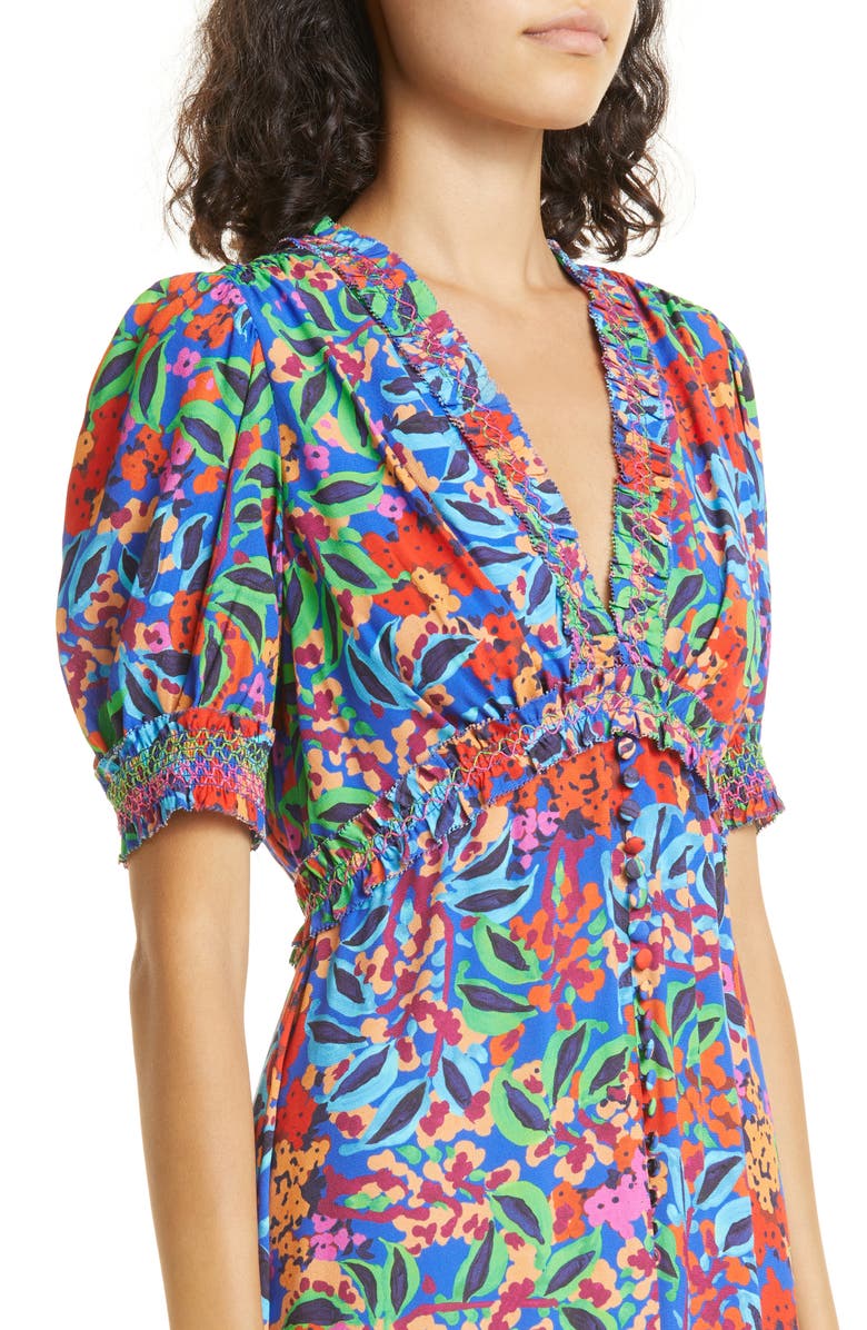 SALONI Floral Print Crepe Dress, Alternate, color,