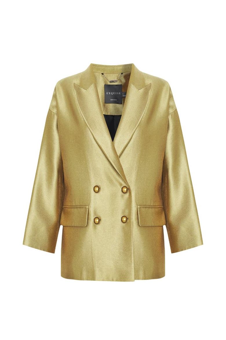 Adale Wrap Front Blazer, Main, color, GOLD