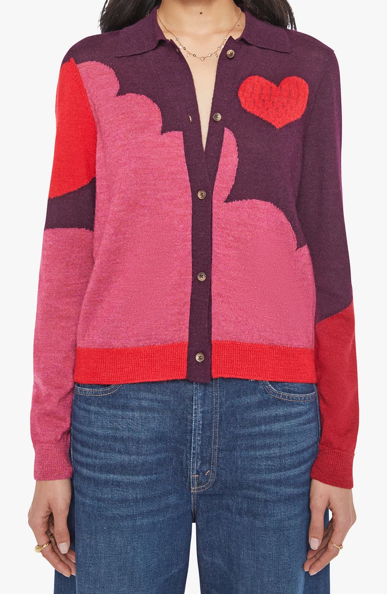 MOTHER The Racquet Abstract Print Alpaca Cardigan, Main, color, Pop Art