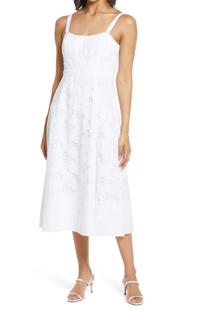 Lilly Pulitzer<sup>®</sup> Fawn Eyelet Embroidered A-Line Dress, Main, color, 