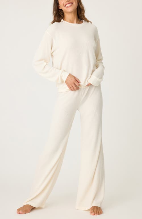 PJ Salvage Brushed Cozy Thermal Pajamas in Bone 