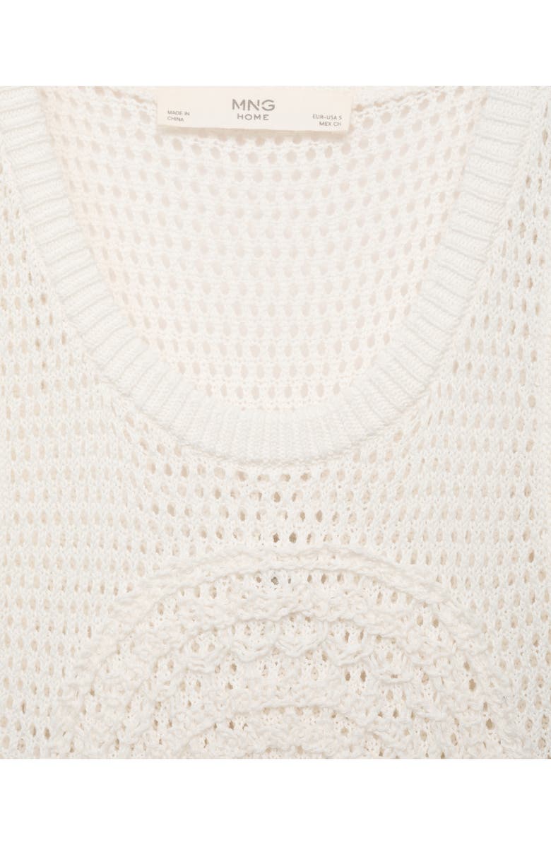 MANGO Crochet Appliqué Sheer Cotton Blend Cover-Up Dress, Alternate, color, Off White