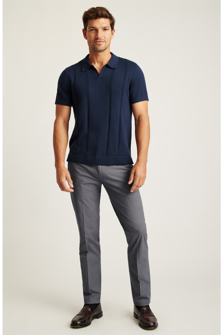 Placed Cable Johnny Collar Polo, Alternate, color, NAVY