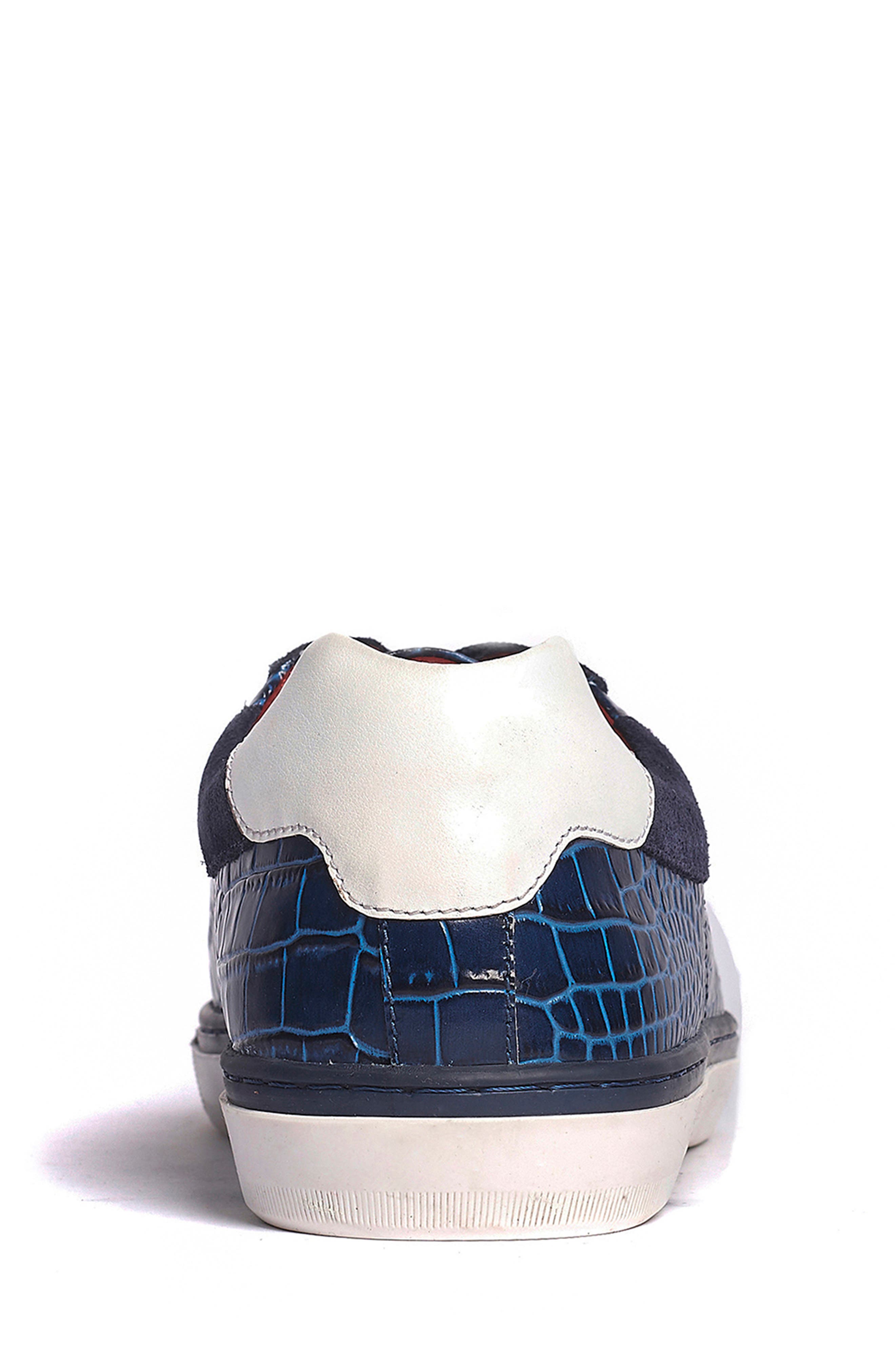 Walker Reptile Embossed Sneaker, Alternate, color, NAVY