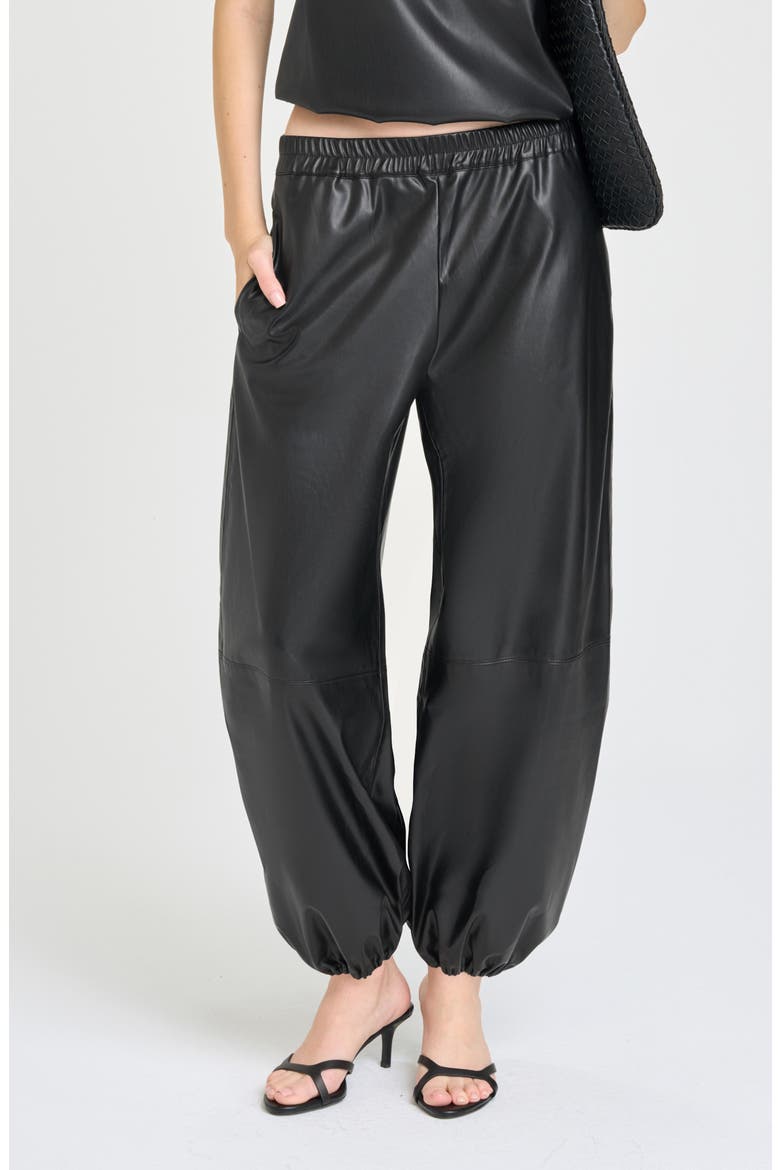 Camryn Faux Leather Joggers, Main, color, BLACK