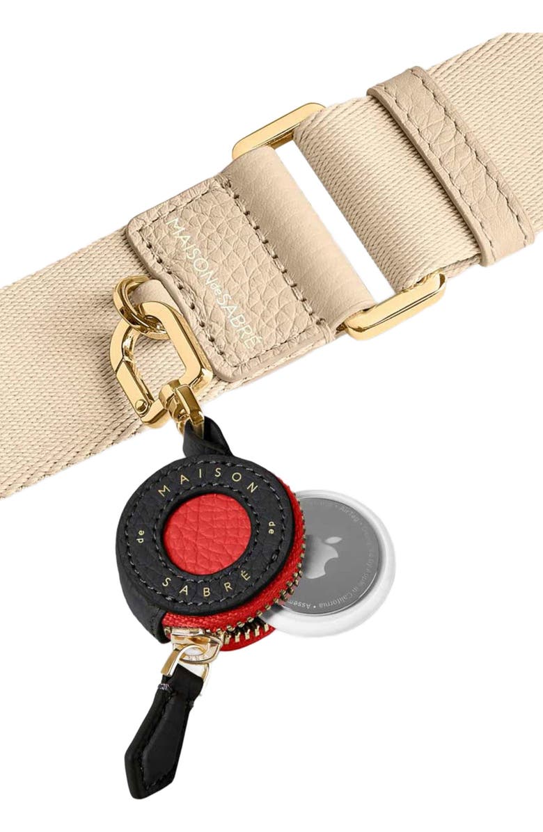 MAISON de SABRÉ Leather AirTag Charm, Alternate, color, Pomegranate Caviar