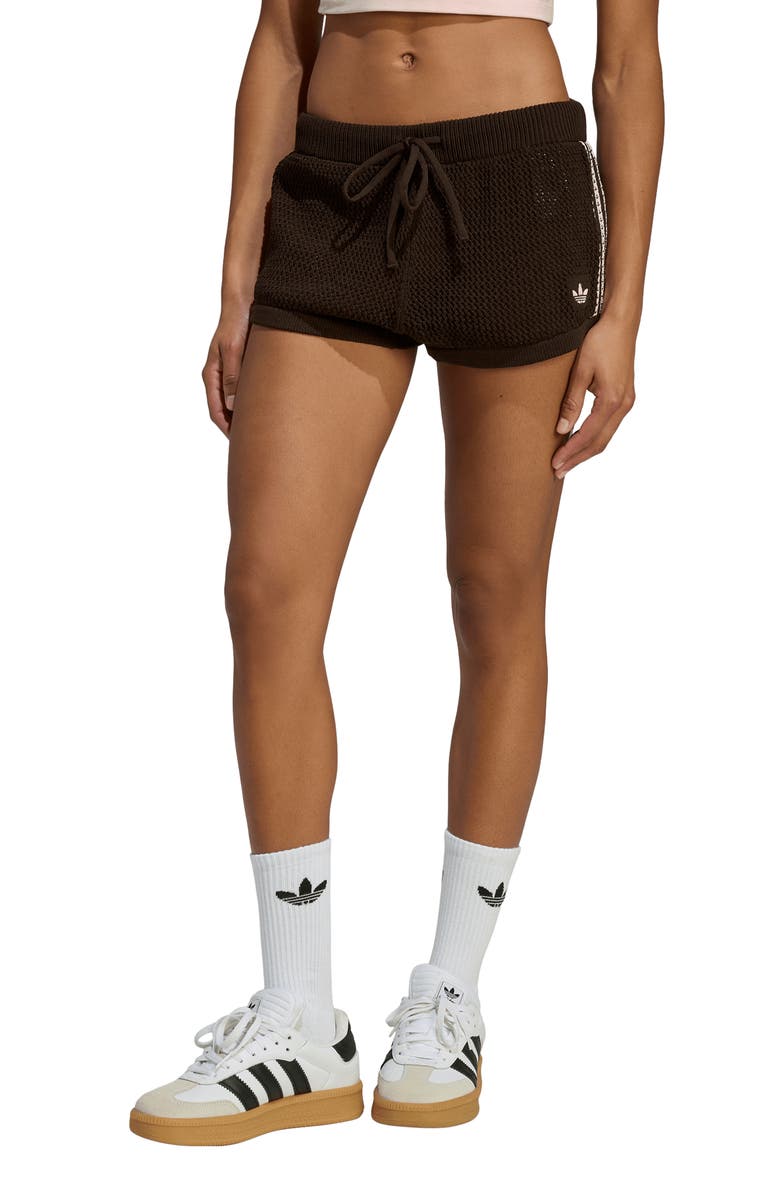 adidas Originals Open Knit Shorts, Main, color, Aurora Coffee