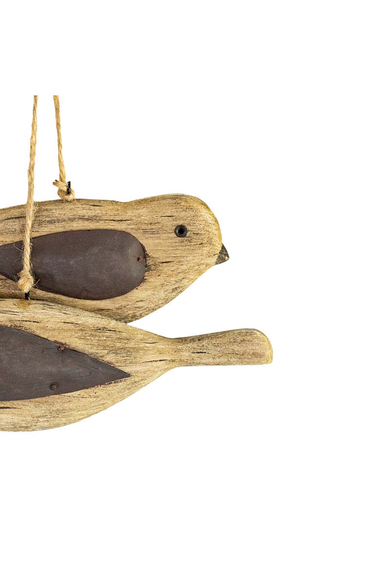Carved Bird with Pillowed Wings Decorative Accent Brown Wood Metal & Jute, Alternate, color, Brown