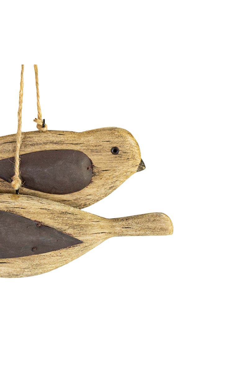 Foreside Home and Garden Carved Bird with Pillowed Wings Decorative Accent Brown Wood Metal & Jute, Alternate, color, Brown