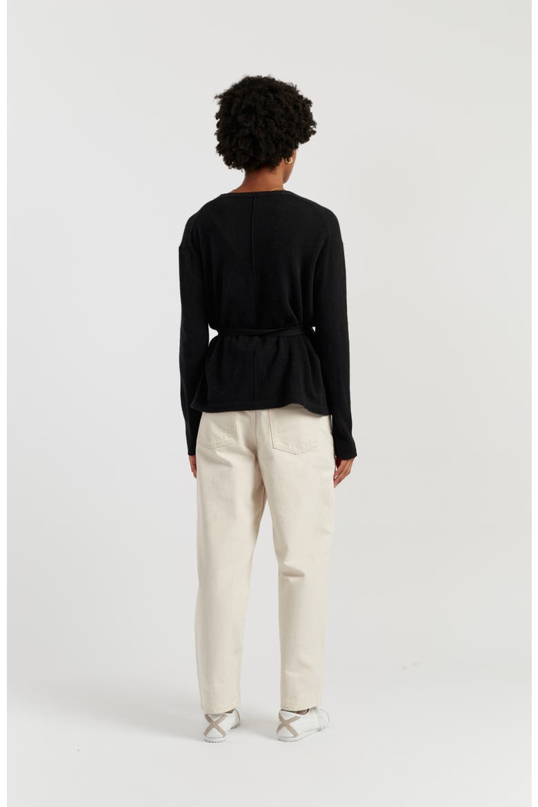 Lightweight Wool-Cashmere Wrap Cardigan, Alternate, color, Black