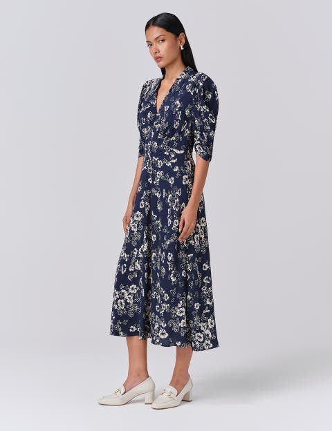 Mia Crepe Floral Midi Tea Dress