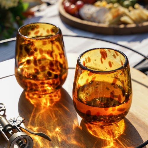 Twine Segunda Vida Tortuga Recycled Stemless Wine Glasses Set Of 2 In Brown