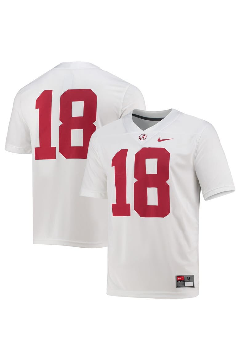Men's Nike #18 White Alabama Crimson Tide Game Jersey, Main, color, White