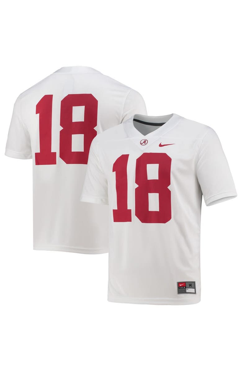 Nike Men's Nike #18 White Alabama Crimson Tide Game Jersey, Main, color,