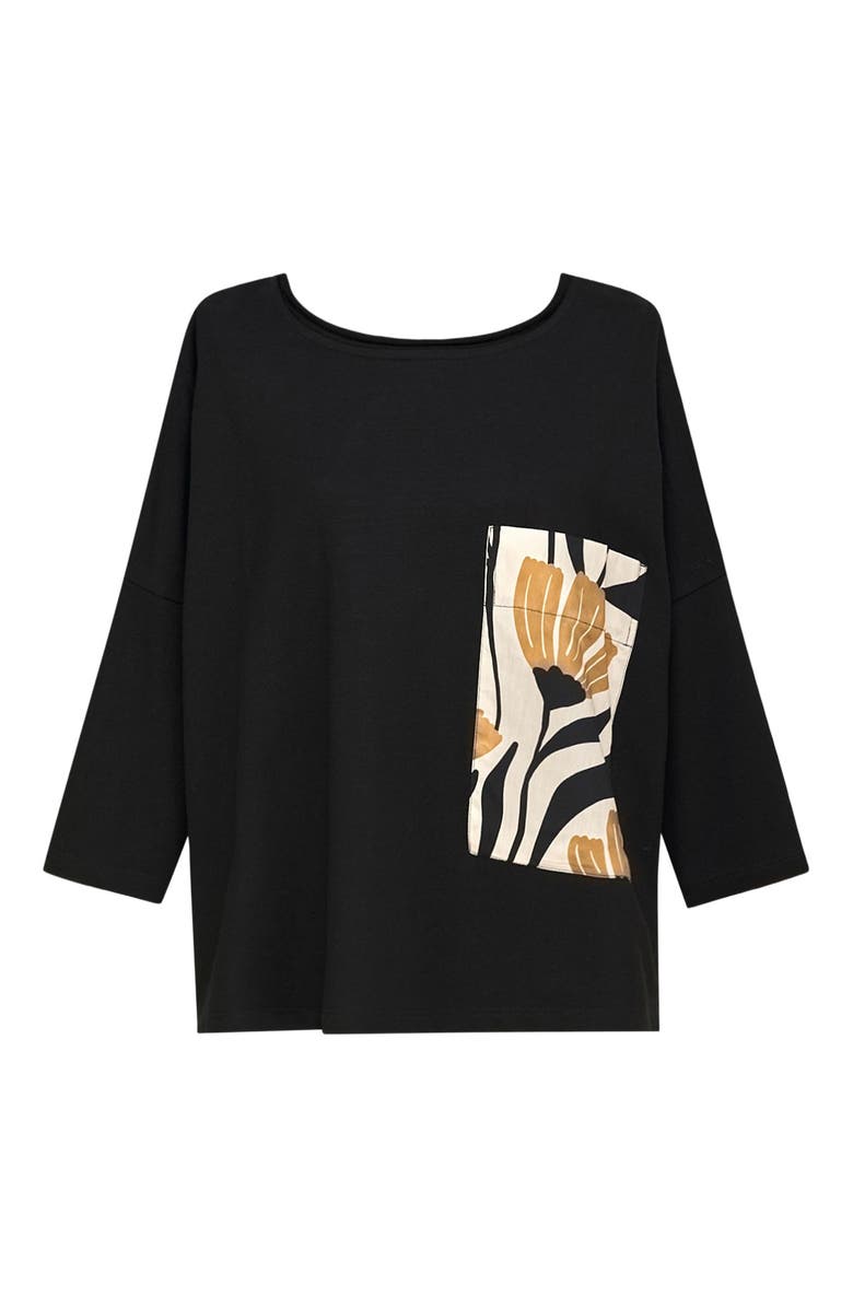 Alembika Boxy tee with contrast tulip print patch pocket, Alternate, color,