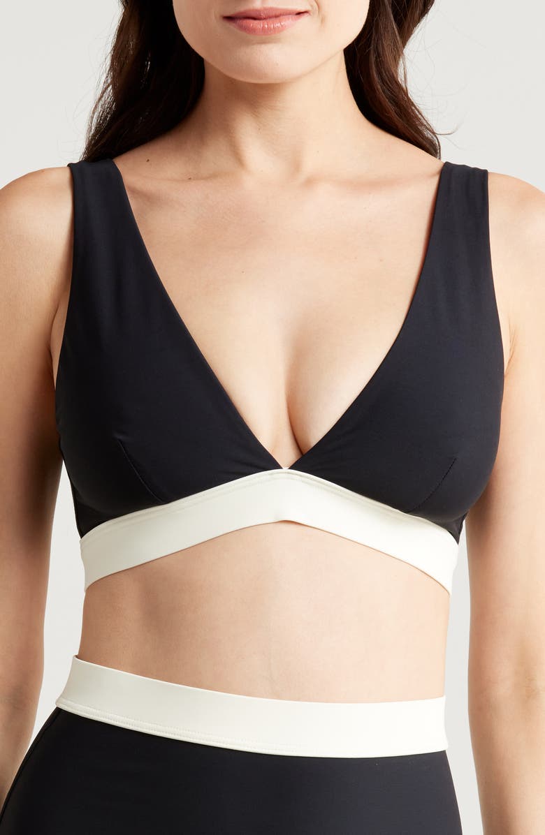 BONDI BORN Lya Colorblock Bikini Top, Main, color, Black Contrast