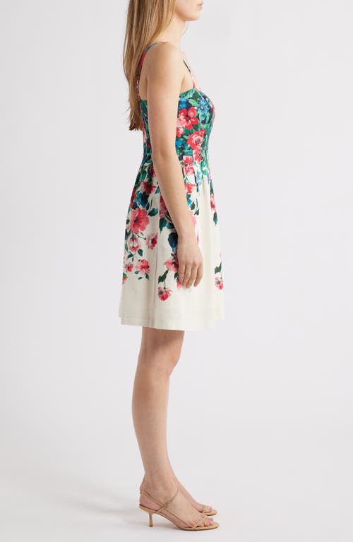 Tahari Asl Placed Floral Dress In Cream Multi