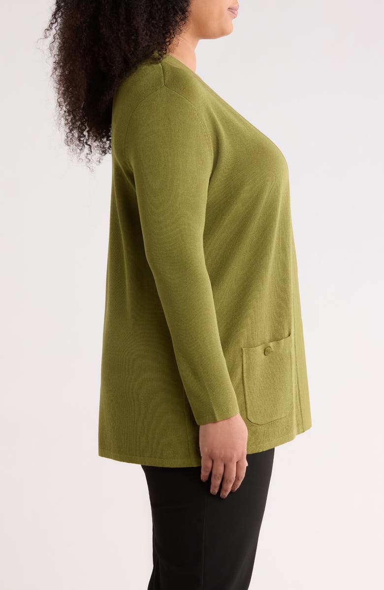 Anne Klein Malibu Open Front Cardigan, Alternate, color, Bay Leaf