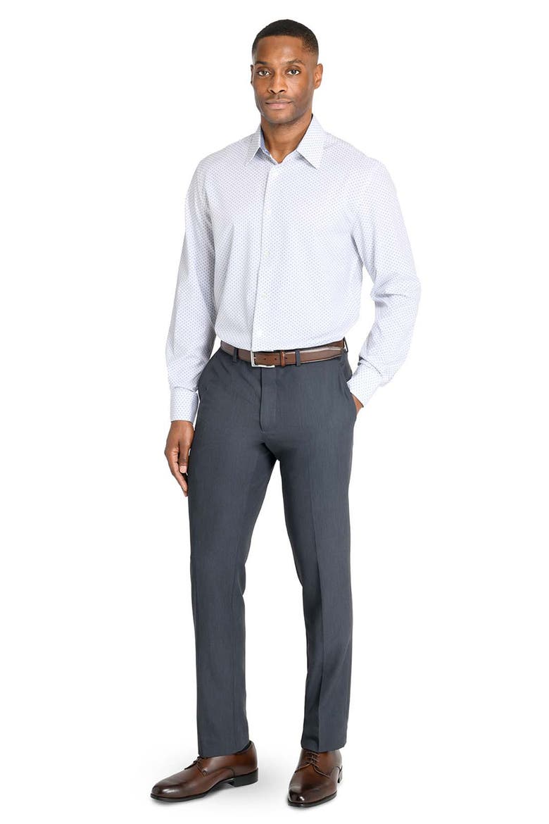 Regular Fit Dash Print Performance Dress Shirt, Alternate, color, WHITE/ BLACK