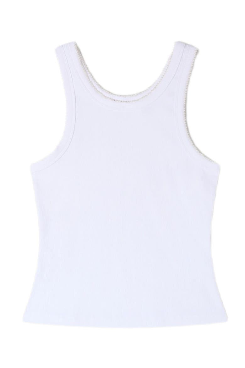 Beaded ribbed vest top, Alternate, color, White