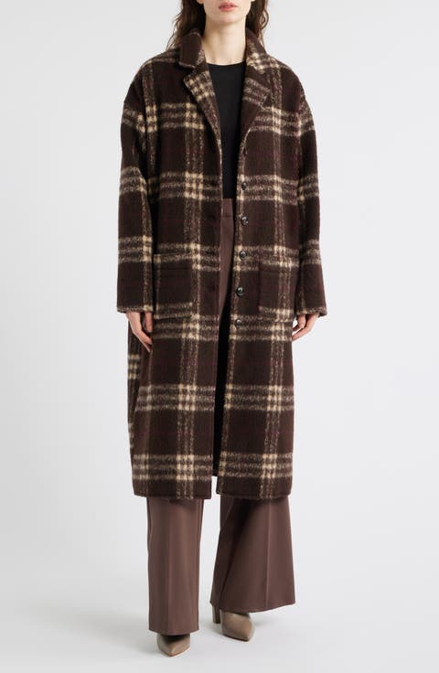 Ginny Check Wool Blend Longline Coat