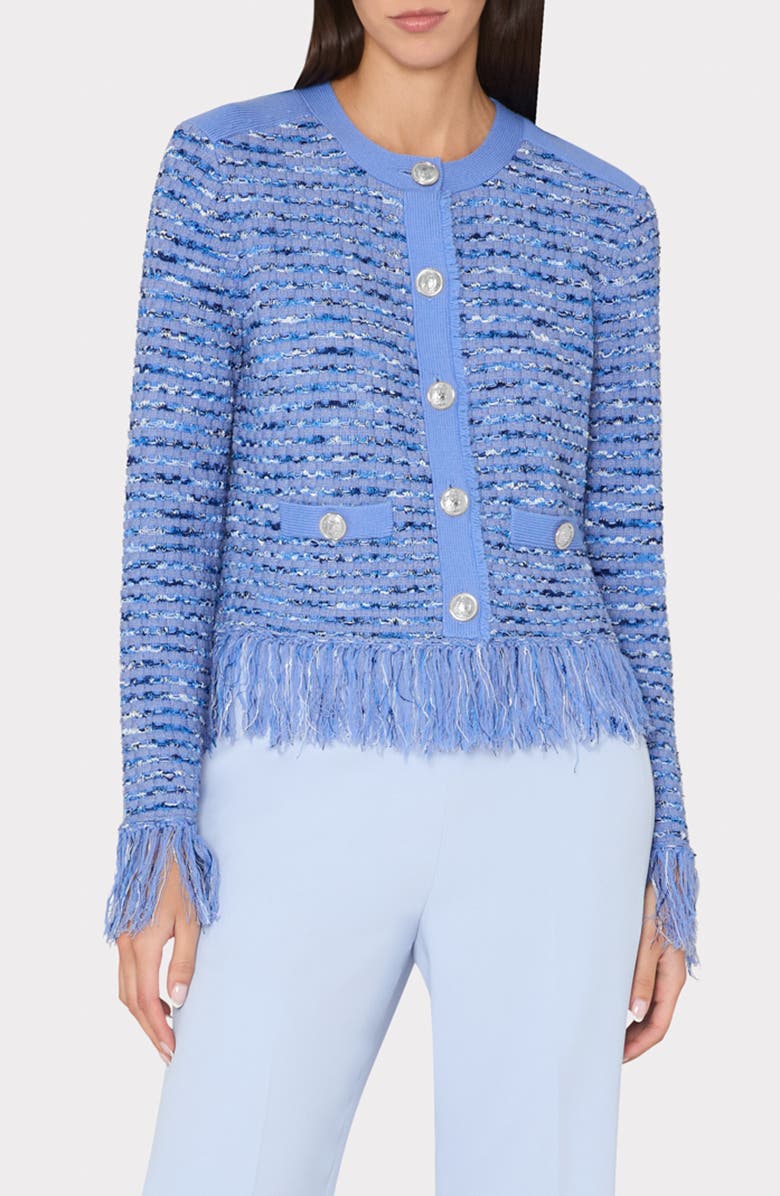 Milly Textured Fringe Detail Cardigan, Main, color,