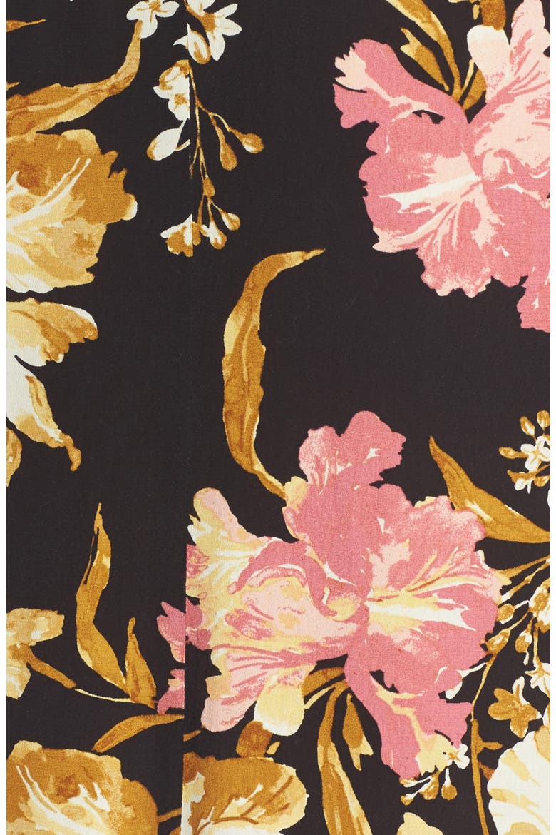 Cold Shoulder Midi Dress, Alternate, color, BLACK MIXED FLORAL