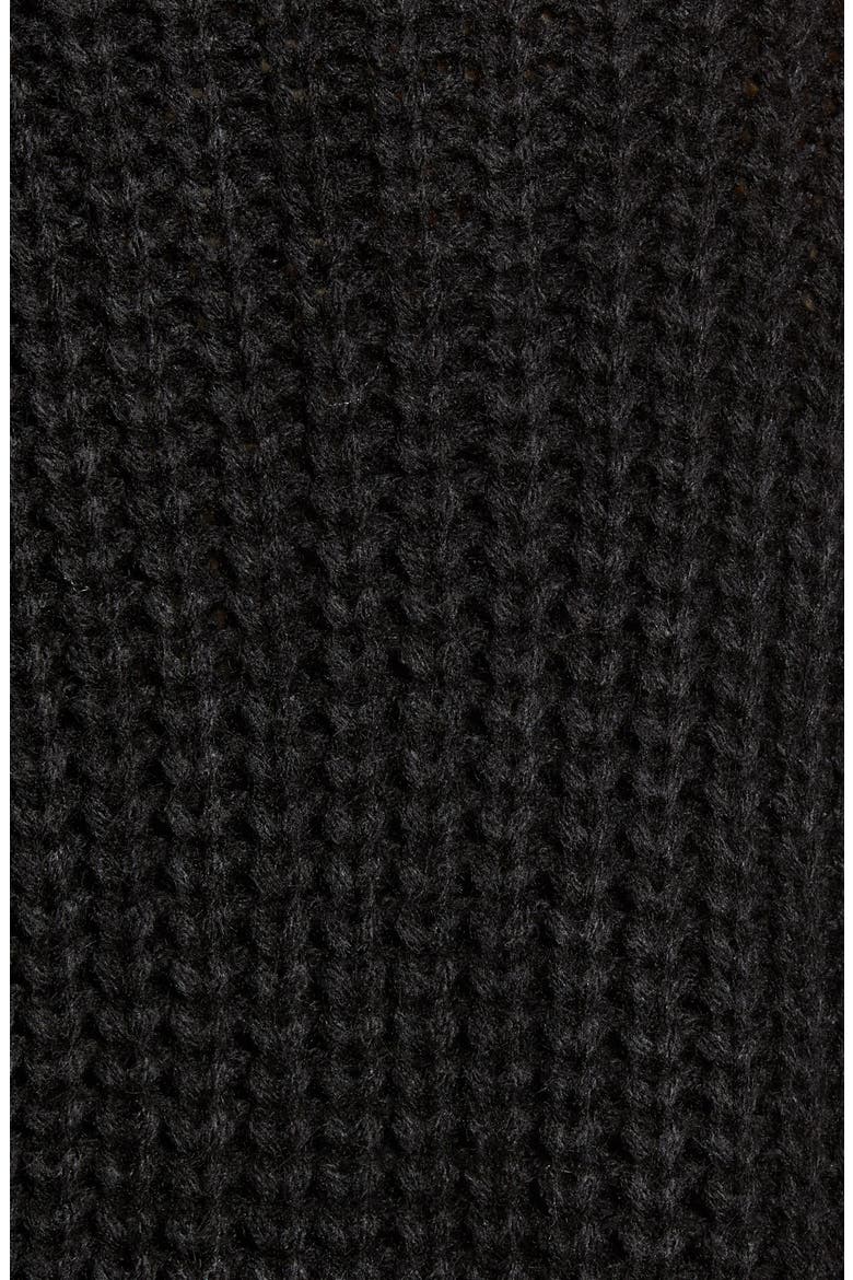 Chunky Knit Poncho, Alternate, color, BLACK