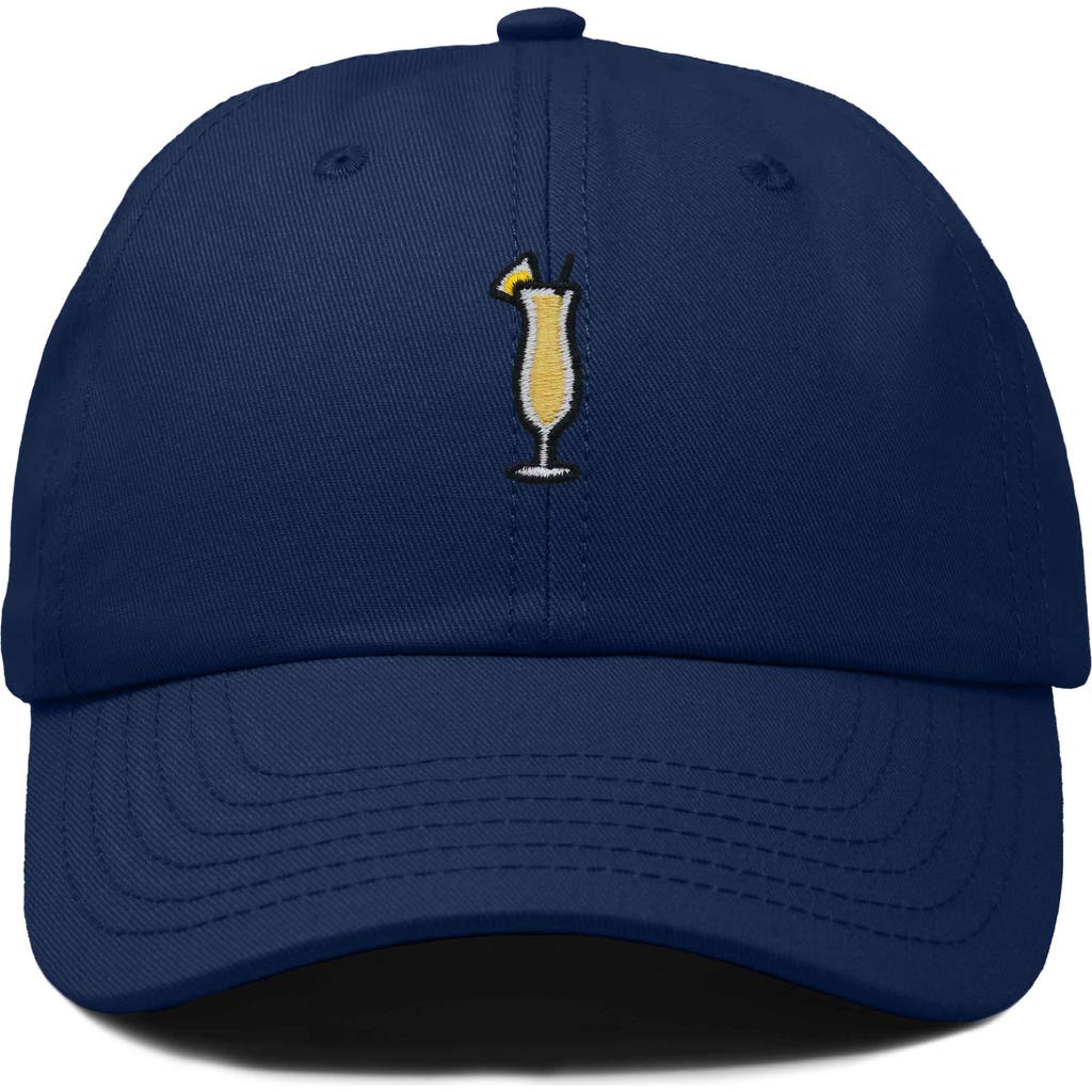 Dalix Pina Colada Embroidered Dad Cap In Navy Blue