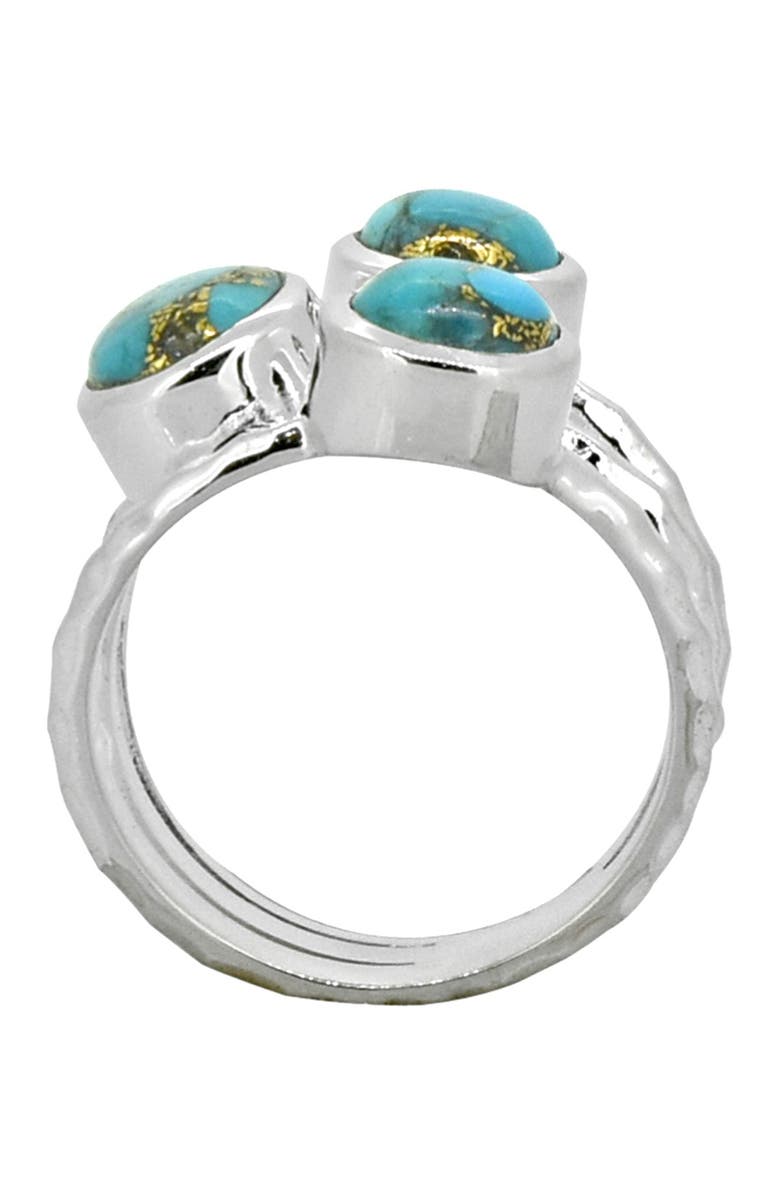 NITYA Sterling Silver Bezel Set Blue Copper Turquoise Multi Band Ring, Alternate, color,