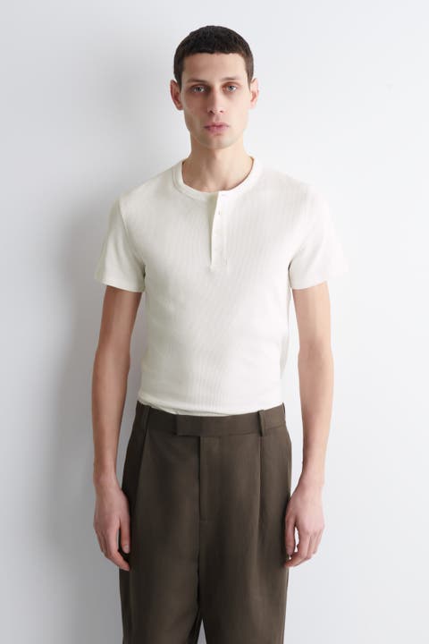 Slim-Fit Ribbed Henley T-Shirt