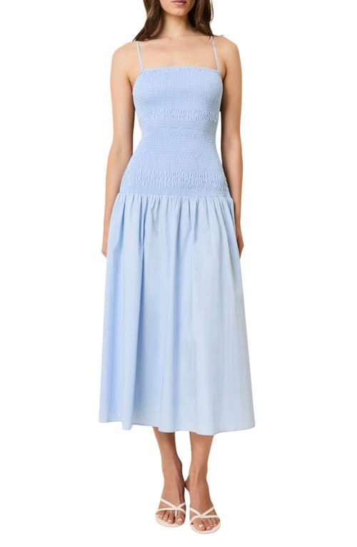 Solid & Striped The Vida Smocked Sleeveless Maxi Dress In Blue