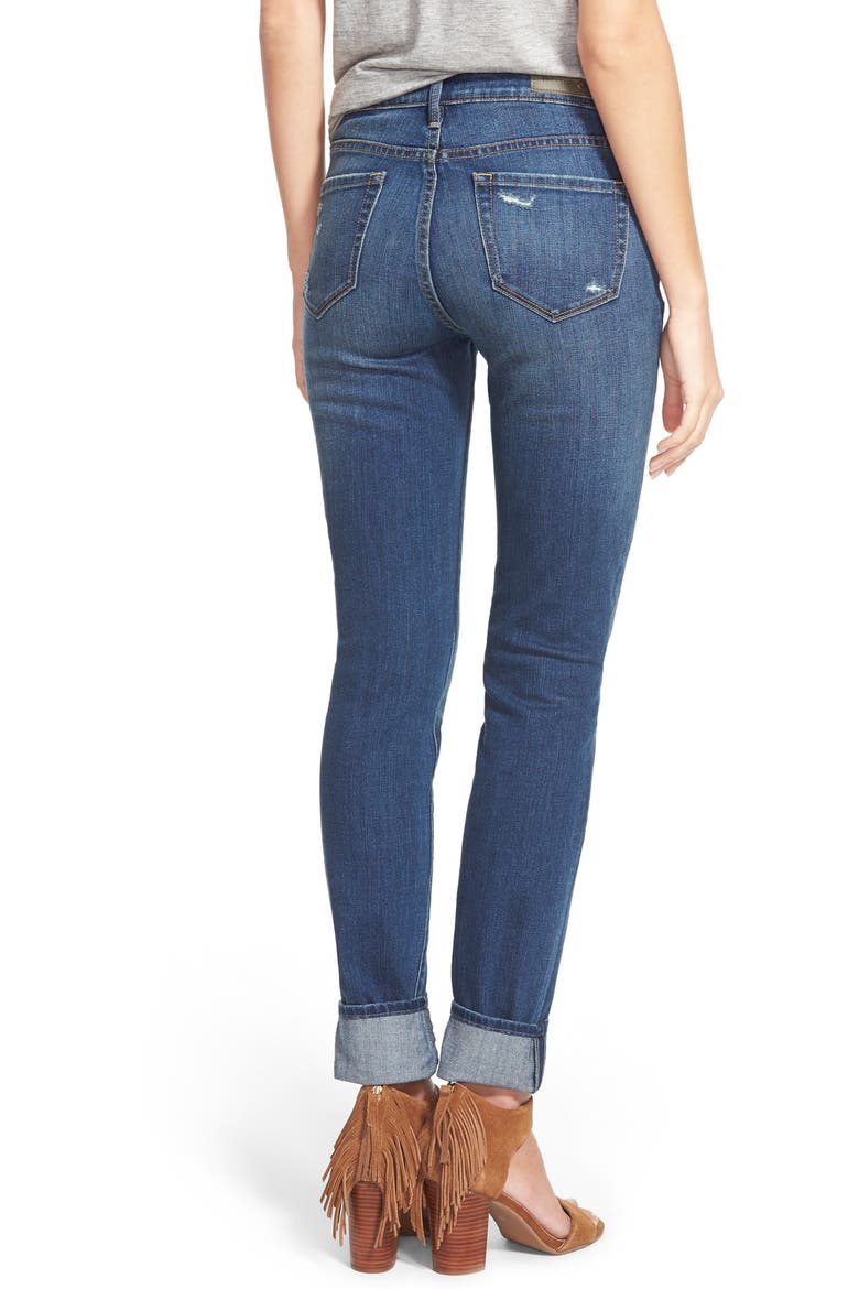 Treasure&Bond Plaid Patch Destroyed Skinny Jeans, Alternate, color, RANCHER RAIN DUSK RIP N REPAIR