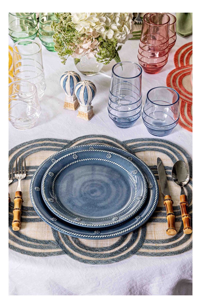 Juliska Set of 4 Scallop Stripe Placemats, Alternate, color, Chambray