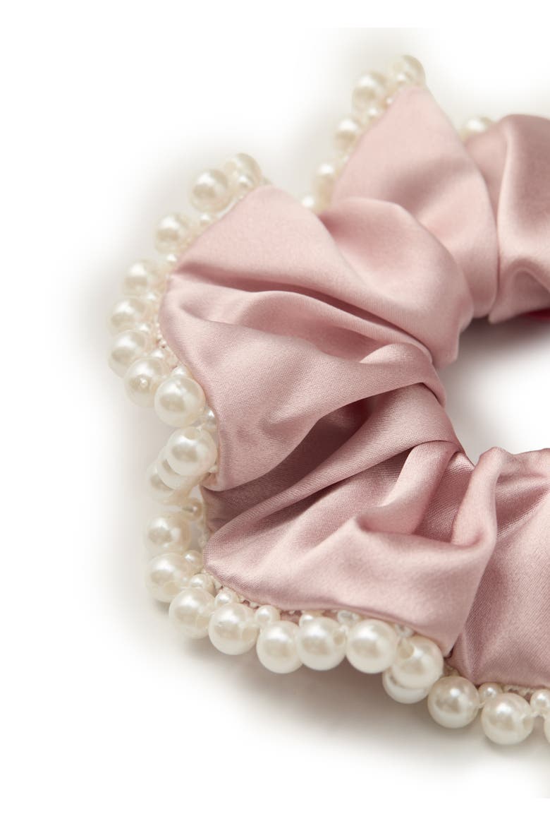 Pearl Glaze Silk Scrunchie, Alternate, color, Blush Pink